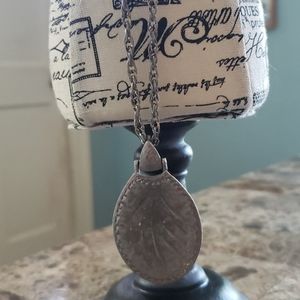 Long sterling silver leaf necklace